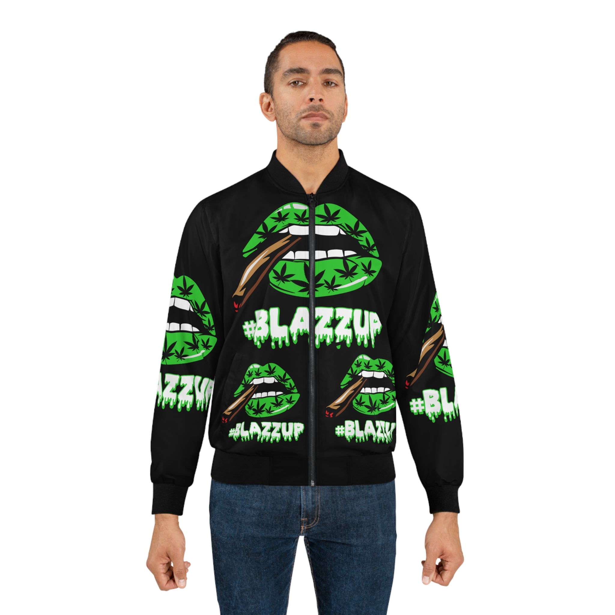 #Blazzup Green white letter Bomber Jacket