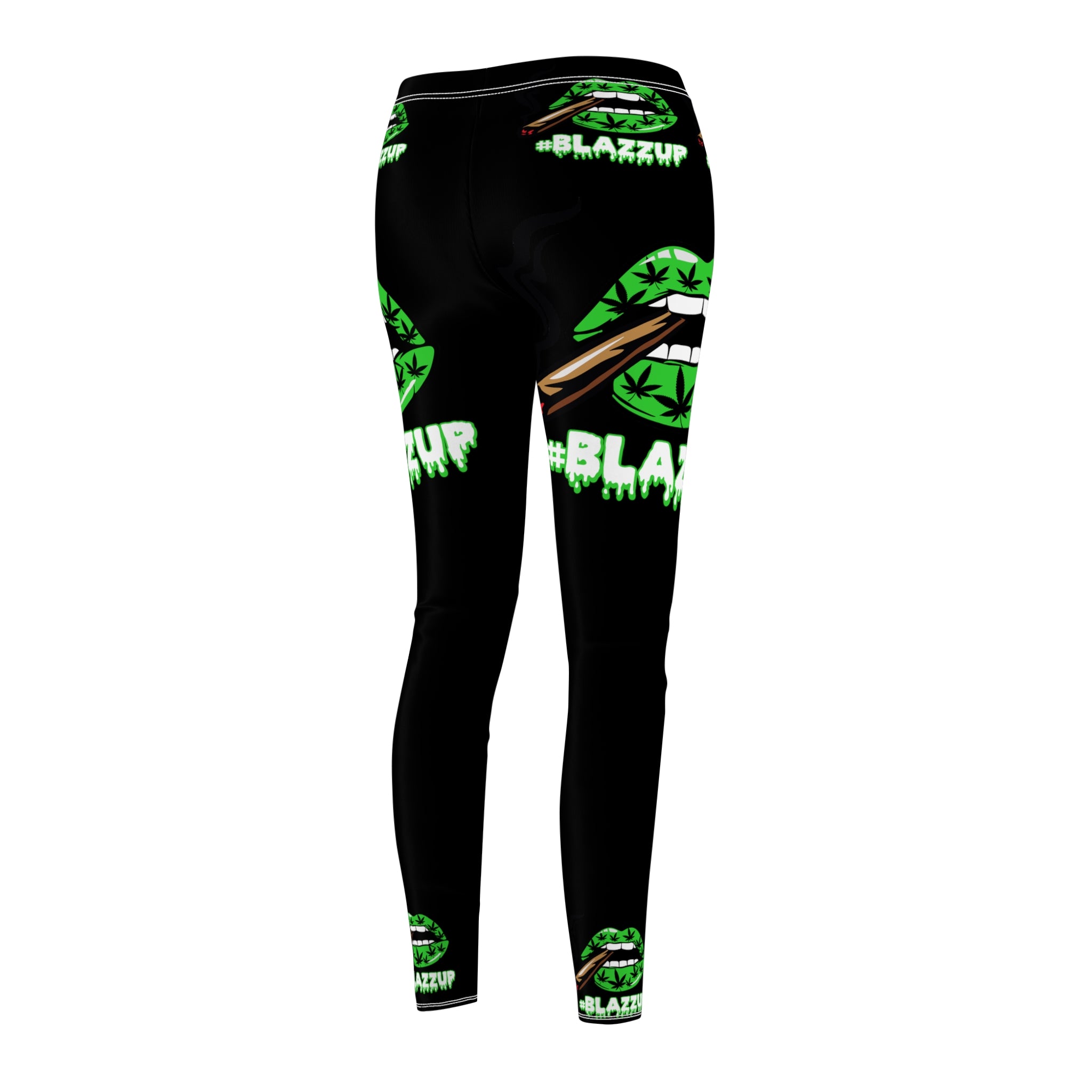 #Blazzup Green Spooky Drip white letters Women's Cut & Sew Casual Leggings