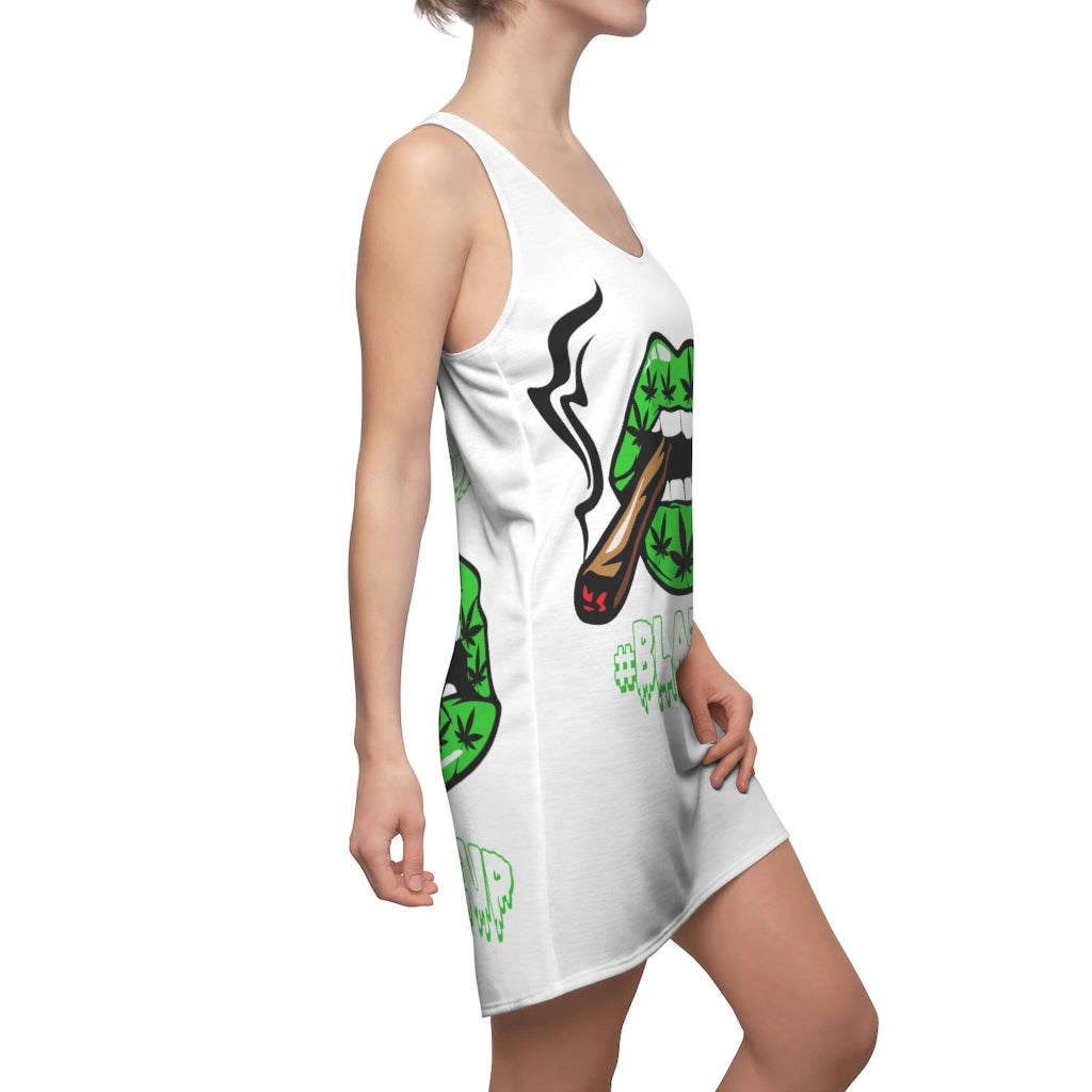 Green #Blazzup Spooky Drip Women's Cut & Sew Racerback Dress