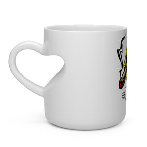 #Blazzup Yellow  Spooky Drip white letters  Heart Shape Mug