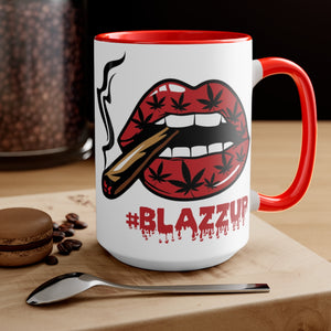 Red #blazzup Two-Tone Coffee Mugs, 15oz