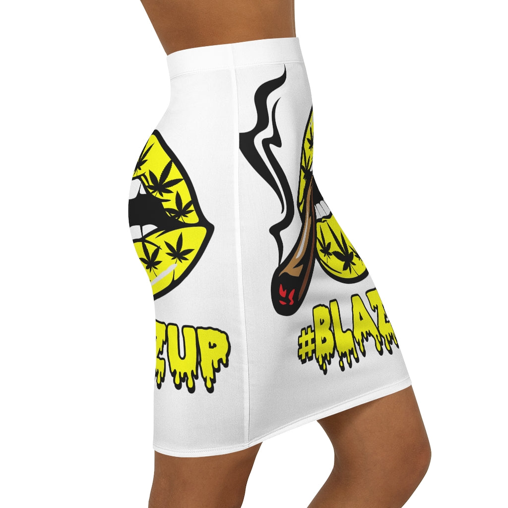 Yellow #Blazzup Spooky Print Women's Mini Skirt