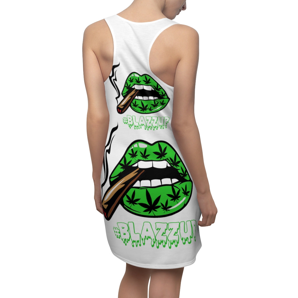 Green #Blazzup Spooky Drip Women's Cut & Sew Racerback Dress