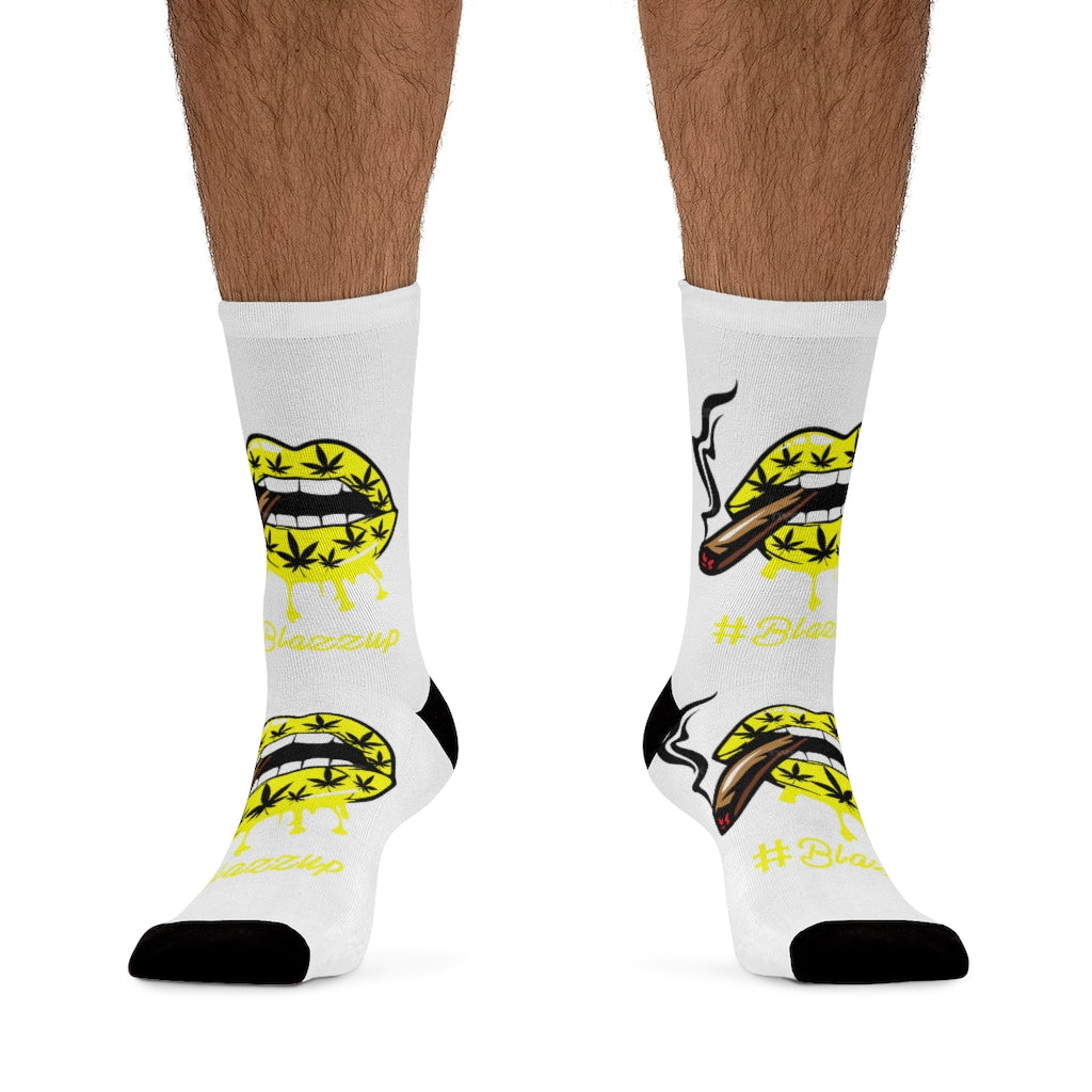 #Blazzup Yellow Crazy Drip DTG Socks