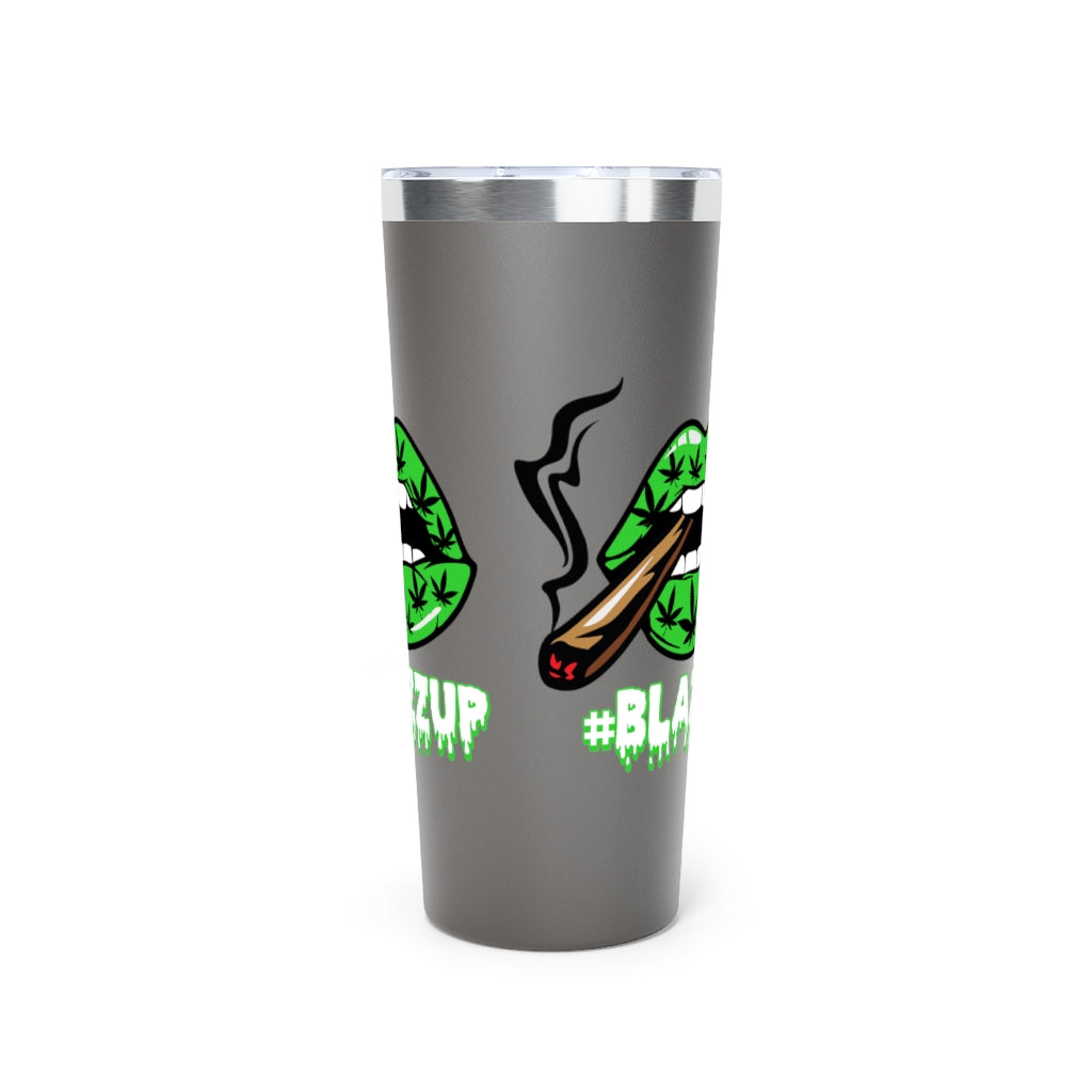 Green #Blazzup white letters Copper Vacuum Insulated Tumbler, 22oz