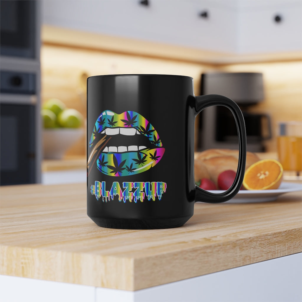 Rainbow #Blazzup Black Mug, 15oz