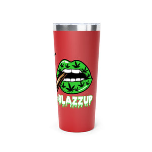 Green #Blazzup white letters Copper Vacuum Insulated Tumbler, 22oz