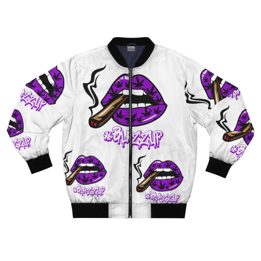 #Blazzup Purple White letter  Bomber Jacket