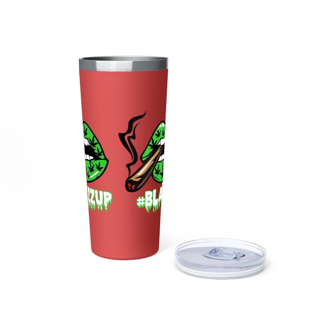 Green #Blazzup white letters Copper Vacuum Insulated Tumbler, 22oz