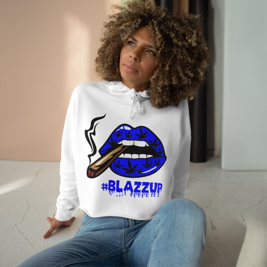 Blue #Blzzup Crop Hoodie