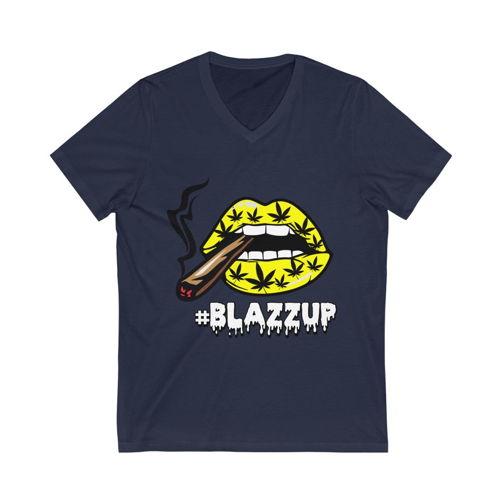 #Blazzup Yellow Spooky drip Unisex Jersey Short Sleeve V-Neck Tee