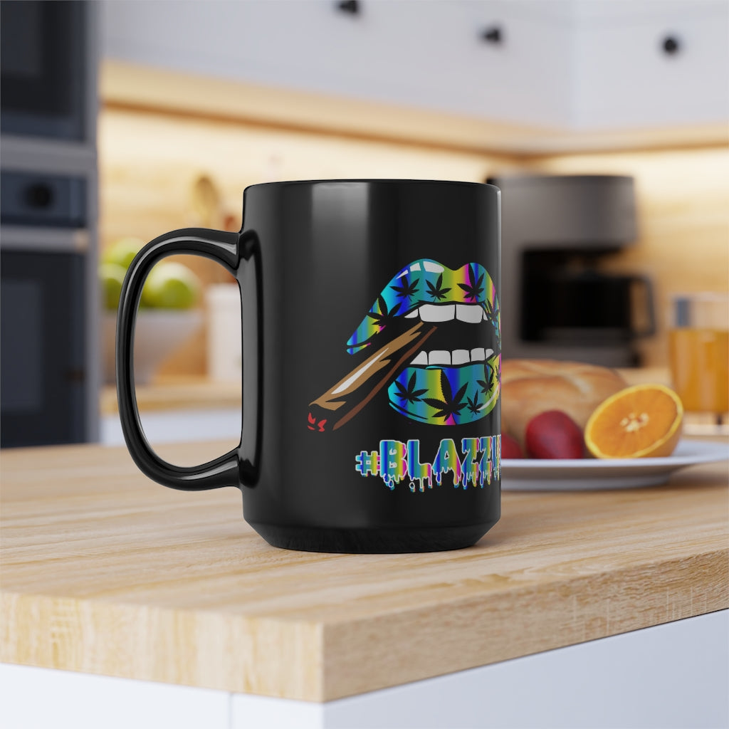 Rainbow #Blazzup Black Mug, 15oz