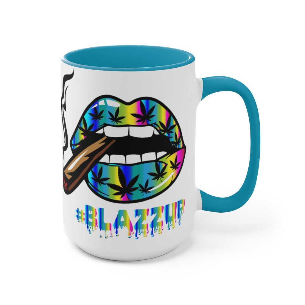 Rainbow #Blazzup Two-Tone  Mugs, 15oz