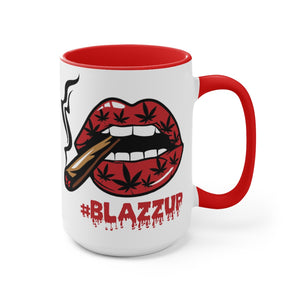 Red #blazzup Two-Tone Coffee Mugs, 15oz