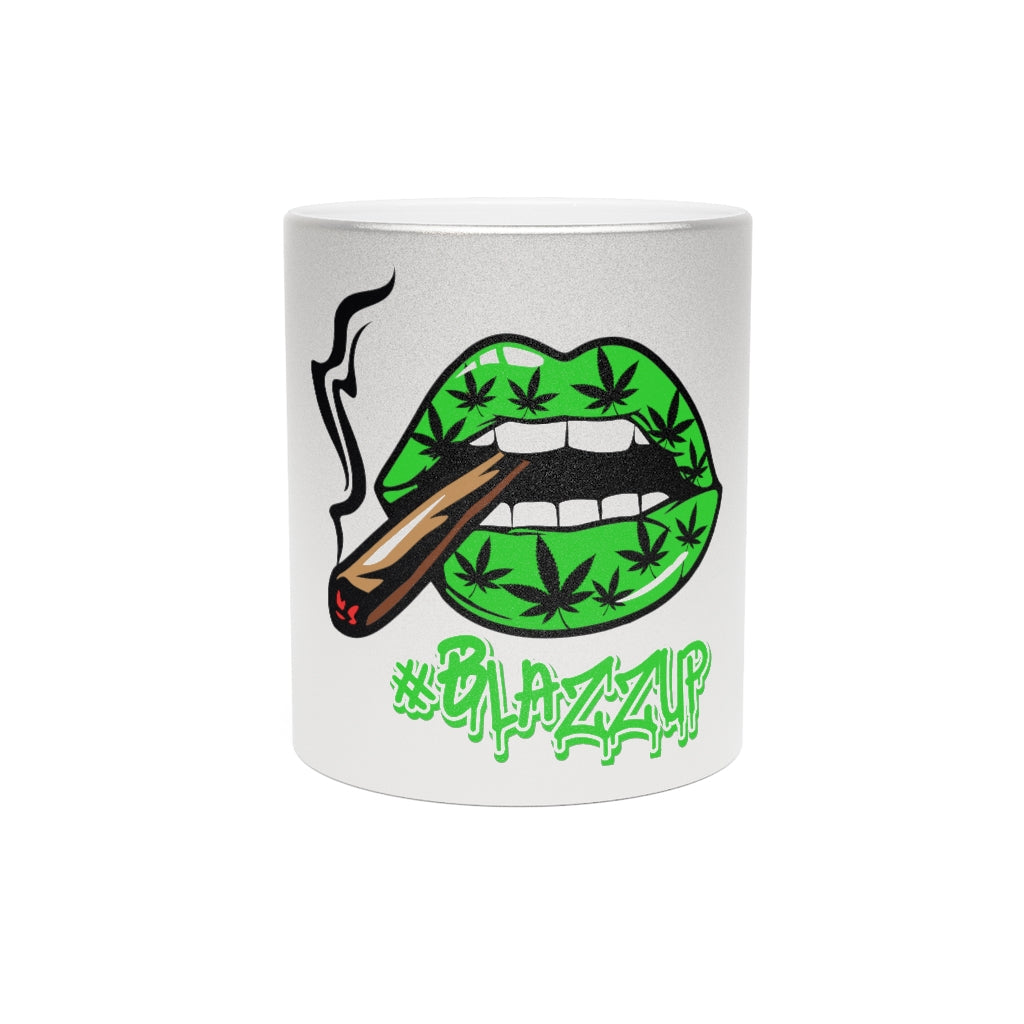 Green #Blazzup Metallic Mug (Silver)