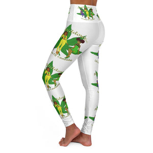 1st Ladies Of Cannabis Green Leaf  High Waisted Yoga Leggings