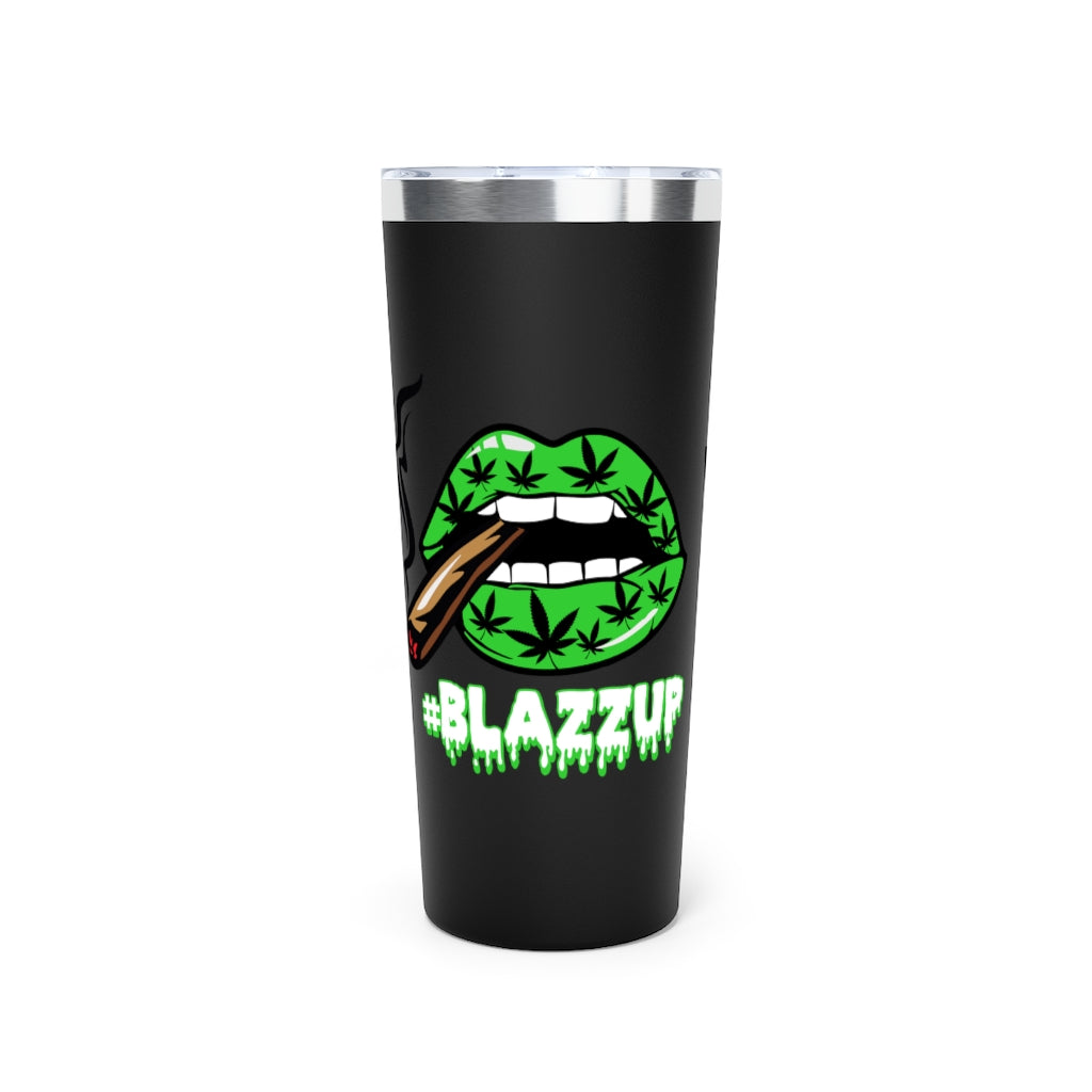 Green #Blazzup white letters Copper Vacuum Insulated Tumbler, 22oz