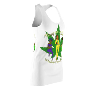 1st Ladies Of Cannabis Green Leaf Women's Cut & Sew Racerback Dress