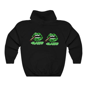 Green Blazzup Unisex Heavy Blend™ Hooded Sweatshirt 2 logo on back