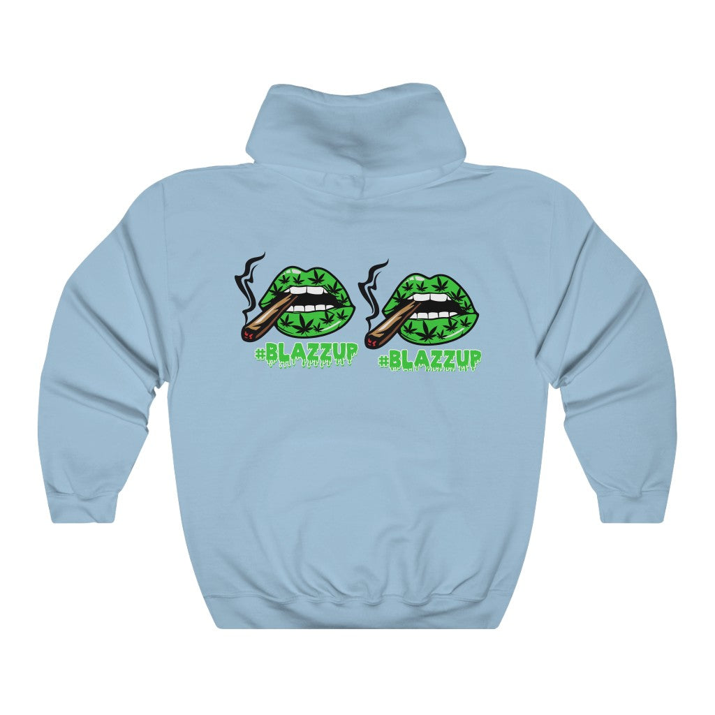 Green Blazzup Unisex Heavy Blend™ Hooded Sweatshirt 2 logo on back