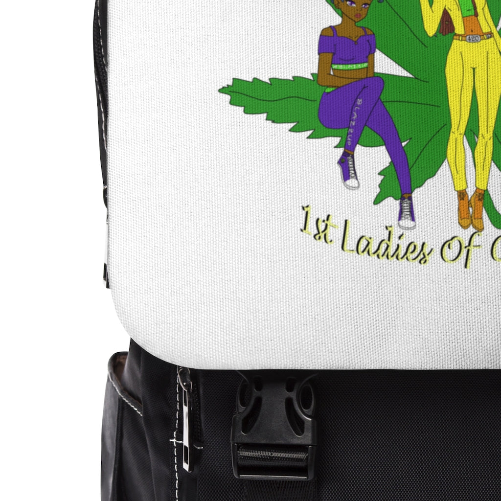 1st Ladies Of Cannabis Green Leaf Shoulder Backpack