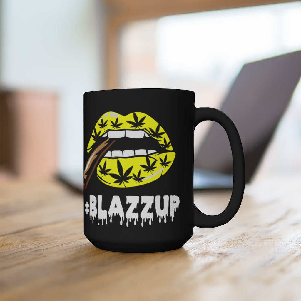 "Blackout" #Blazzup Yellow Spooky Drip White Letters  Mug 15oz