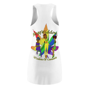 1st Ladies Of Cannabis Rainbow Leaf  Women's Cut & Sew Racerback Dress