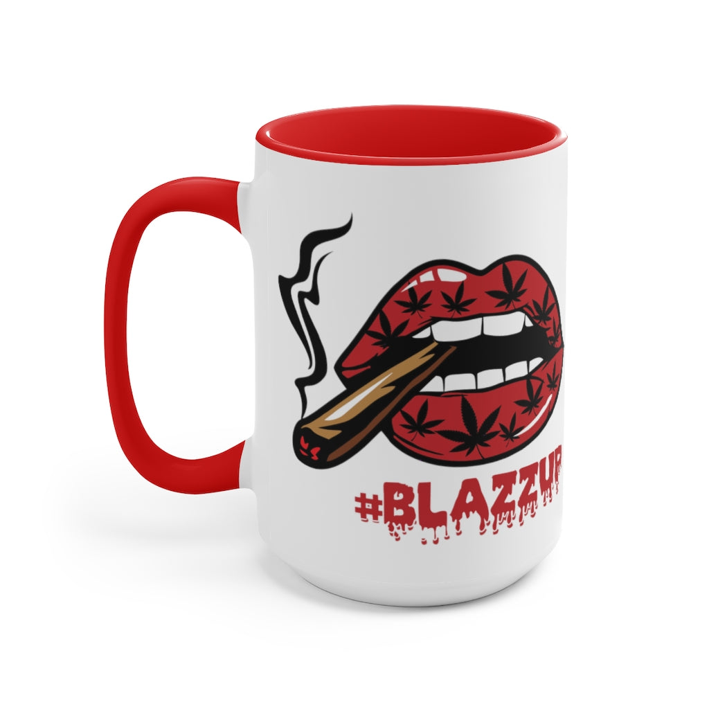 Red #blazzup Two-Tone Coffee Mugs, 15oz