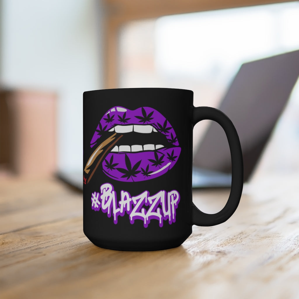 #Blaazzup Classy Drip White Lettering  Purple/Black Mug 15oz