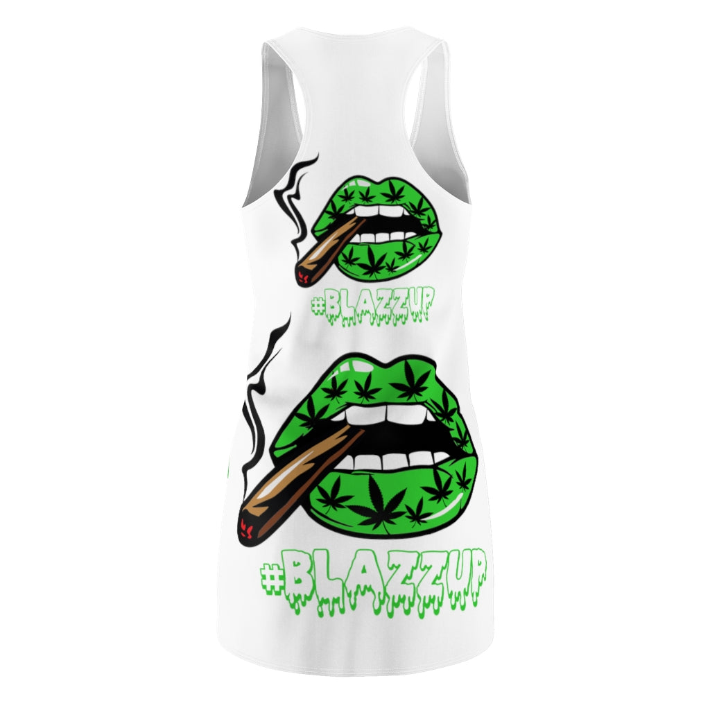 Green #Blazzup Spooky Drip Women's Cut & Sew Racerback Dress