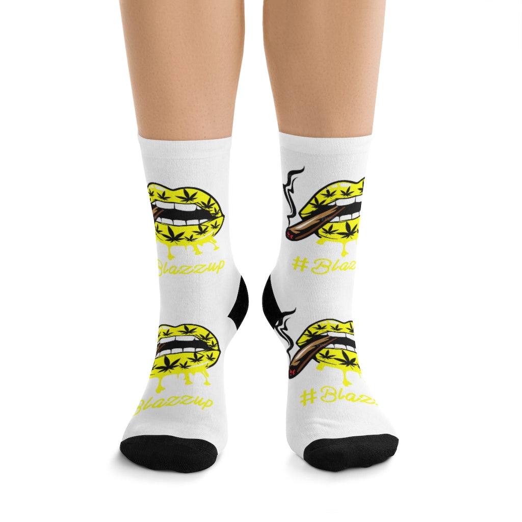 #Blazzup Yellow Crazy Drip DTG Socks