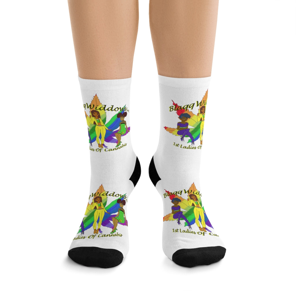 1st Ladies Of Cannabis Rainbow Leaf DTG Socks