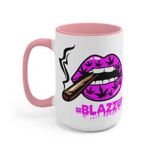 Pink #Blazzup Two-Tone Mugs, 15oz