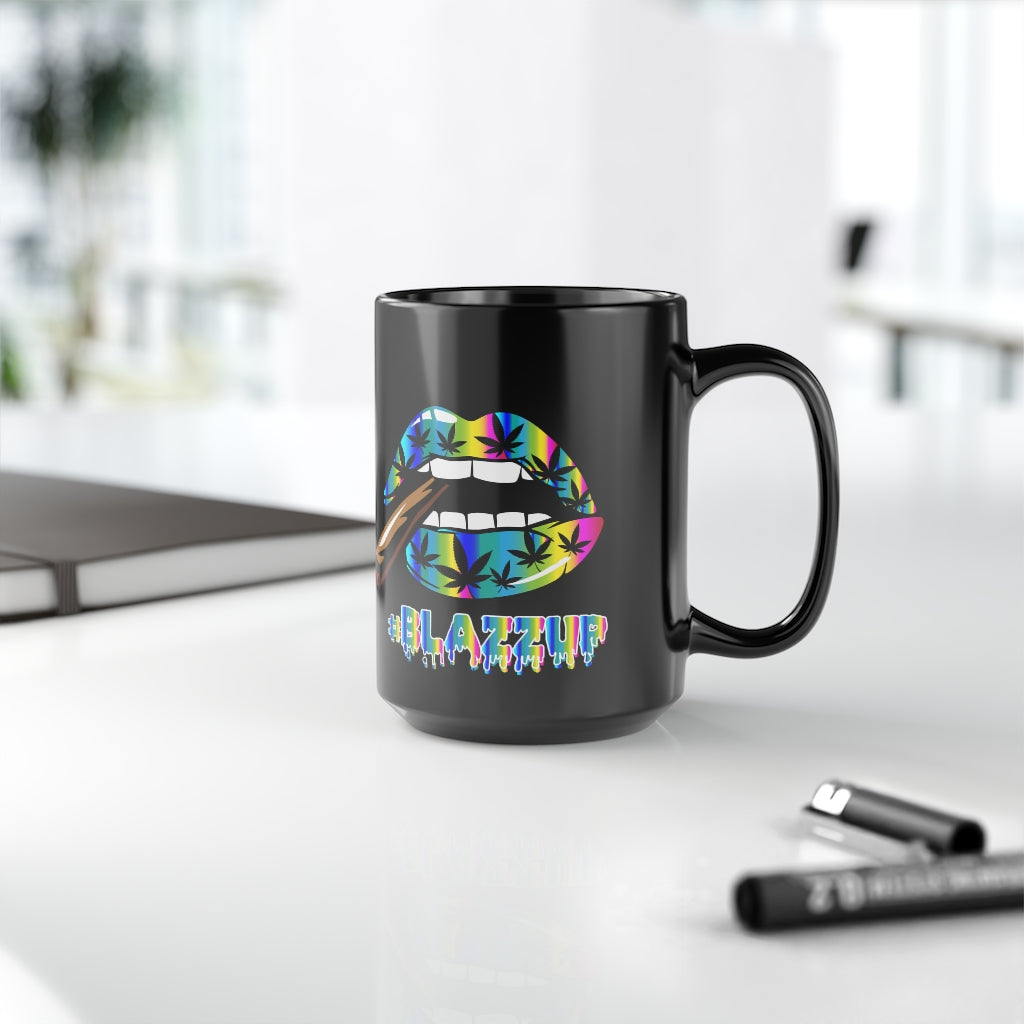 Rainbow #Blazzup Black Mug, 15oz