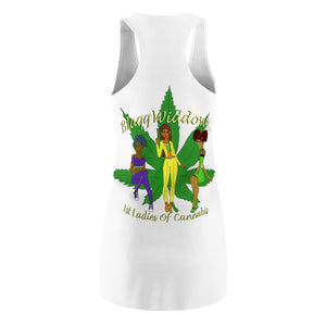 1st Ladies Of Cannabis Green Leaf Women's Cut & Sew Racerback Dress