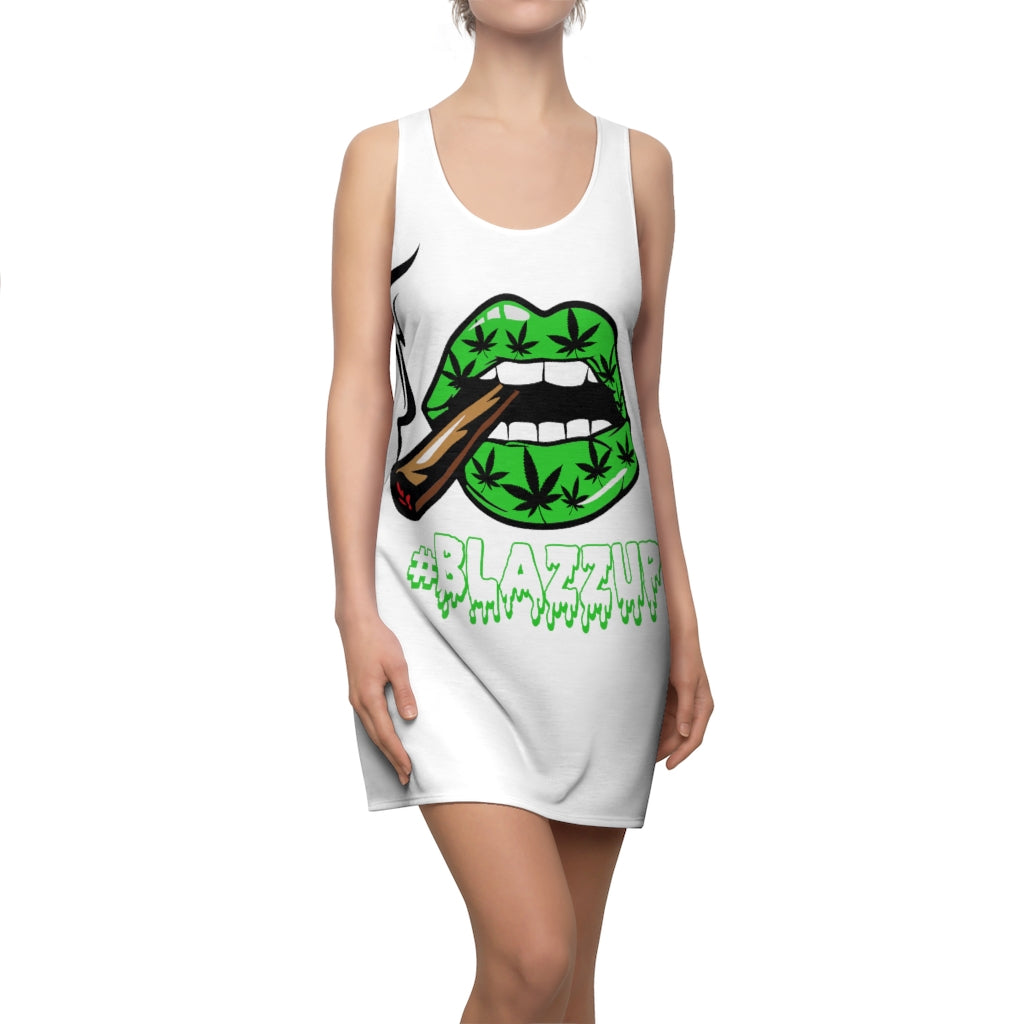 Green #Blazzup Spooky Drip Women's Cut & Sew Racerback Dress