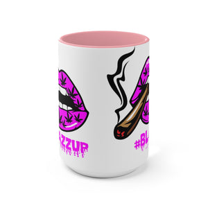 Pink #Blazzup Two-Tone Mugs, 15oz