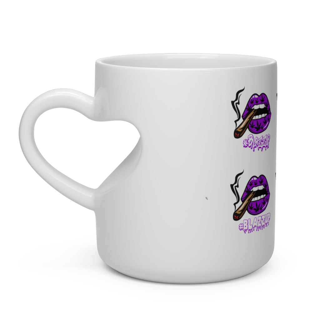 #Blazzup All Logo Print#2  white lettering Heart Shape Mug