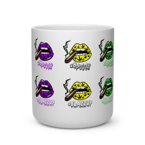 #Blazzup All Logo Print#2  white lettering Heart Shape Mug