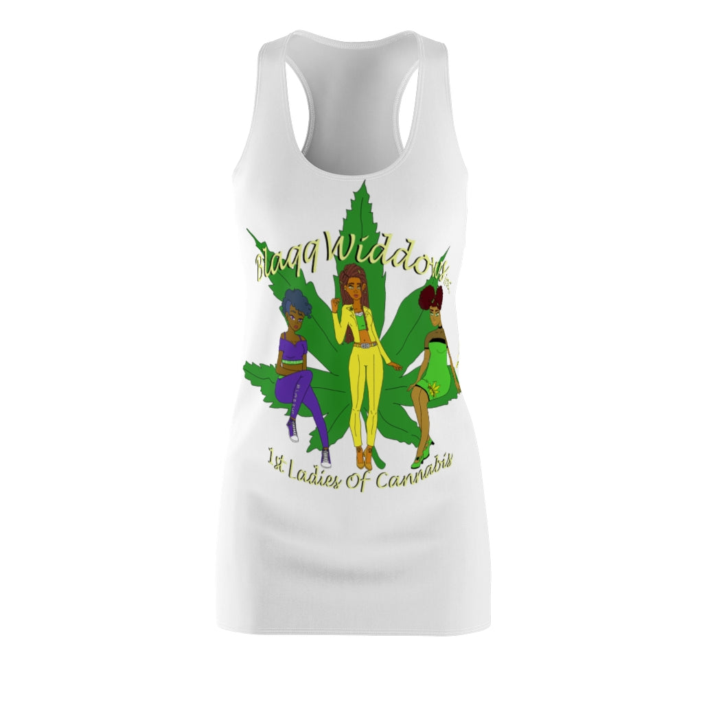 1st Ladies Of Cannabis Green Leaf Women's Cut & Sew Racerback Dress