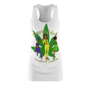 1st Ladies Of Cannabis Green Leaf Women's Cut & Sew Racerback Dress