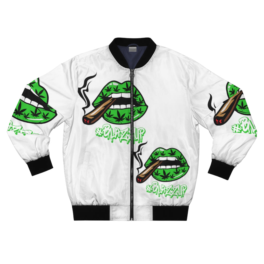 #Blazzup Green White letter Bomber Jacket