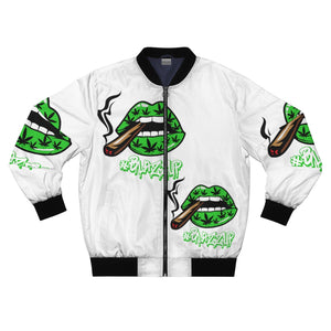 #Blazzup Green White letter Bomber Jacket