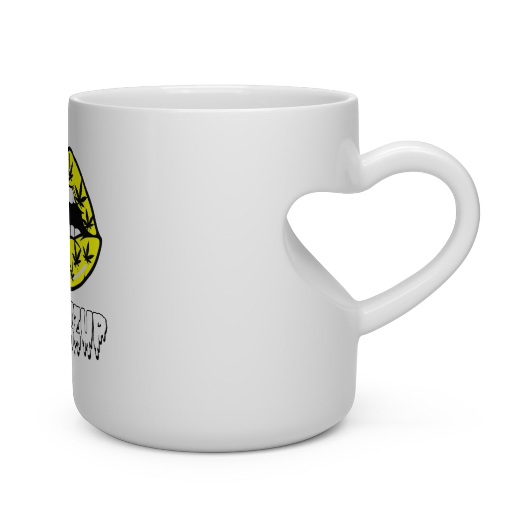 #Blazzup Yellow  Spooky Drip white letters  Heart Shape Mug