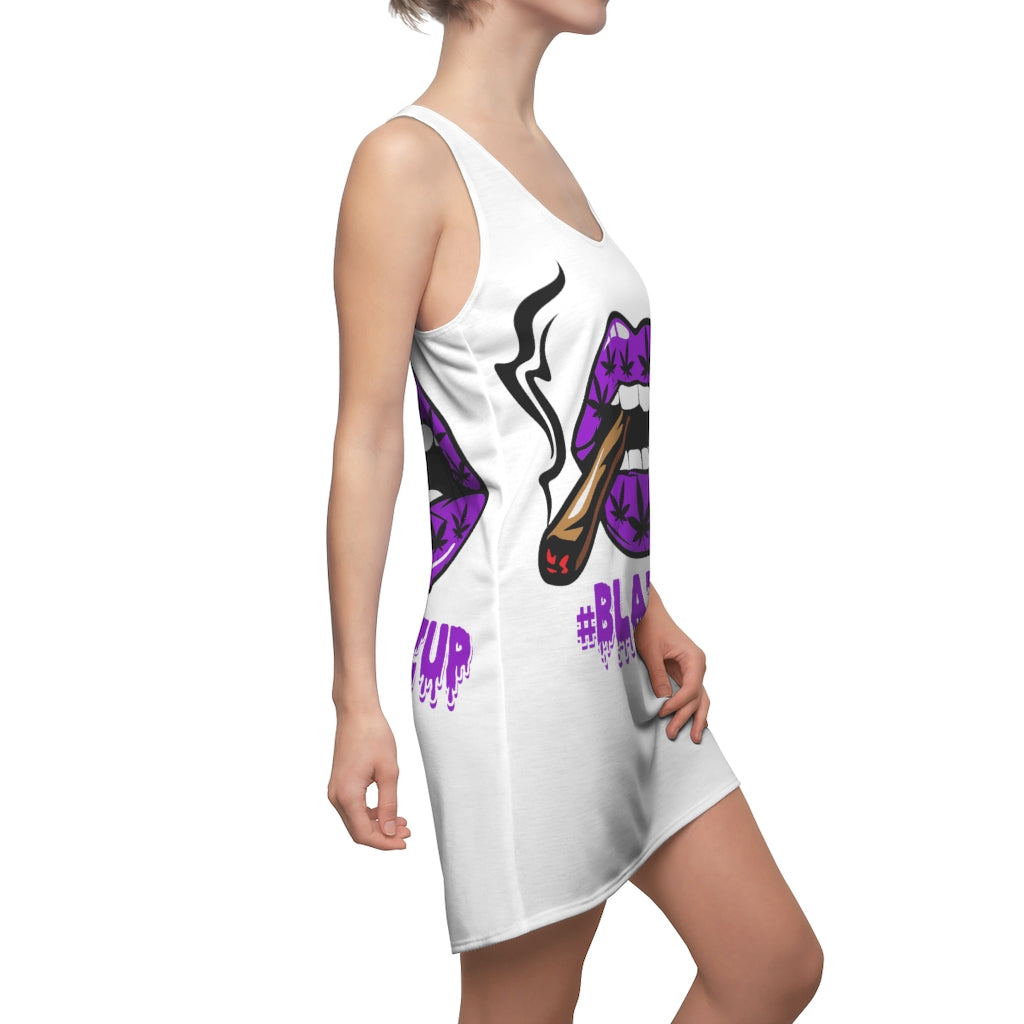 Purple Spooky Drip Women's Cut & Sew Racerback Dress