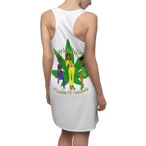 1st Ladies Of Cannabis Green Leaf Women's Cut & Sew Racerback Dress