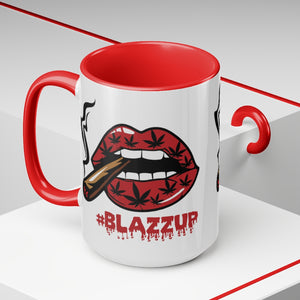 Red #blazzup Two-Tone Coffee Mugs, 15oz