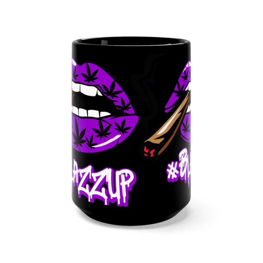 #Blaazzup Classy Drip White Lettering  Purple/Black Mug 15oz