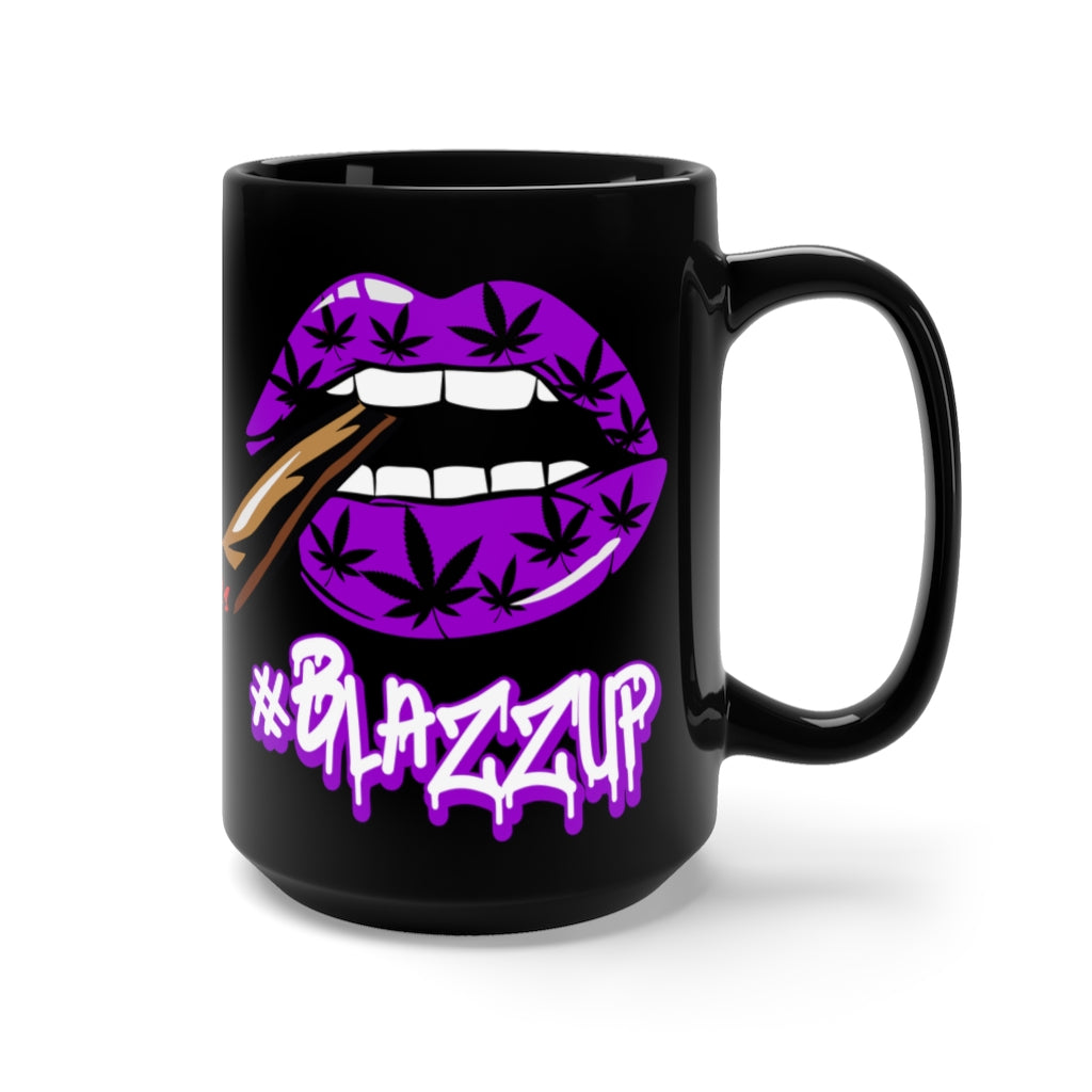 #Blaazzup Classy Drip White Lettering  Purple/Black Mug 15oz