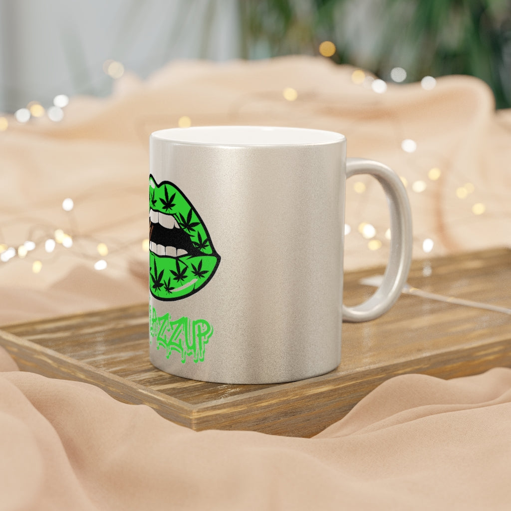 Green #Blazzup Metallic Mug (Silver)